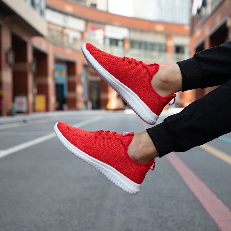 VAMJAM Men's Running Shoes Ultra Lightweight Breathable Walking Shoes Non Slip Athletic Fashion Sneakers Mesh Workout Casual Sports Shoes Red Size 11.5 - Image 5